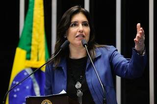 Sensadora Simone Tebet (MS), durante sessão (Foto: Moreira Mariz/Agência Senado)