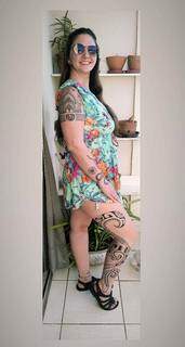 Mellany Schimidt Roth também é apaixonada por tatuagem e tem várias pelo corpo (Foto: Arquivo pessoal))