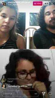 Live com Luuh Saito e Helamã Rédua acima, e participação de uma poeta do Ceará. (Foto: Reprodução/Instagram)