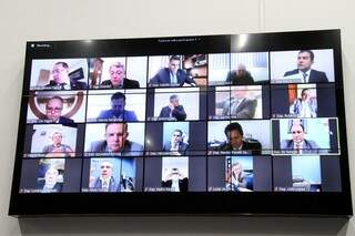Votação dos deputados por videoconferência (Foto: Wagner Guimarães - ALMS)