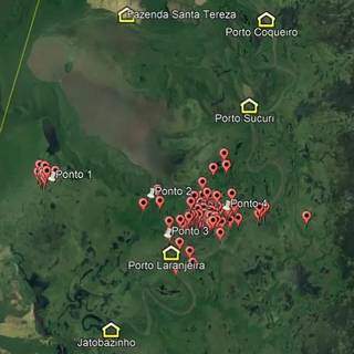No mapa, pontos vermelhos mostram os focos de incêndio na região (Foto: Instituto do Homem Pantaneiro)