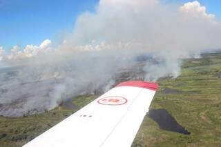 No sobrevoo, Corpo de Bombeiros identifica áreas de incêndio no Pantanal (Foto/Divulgação: Corpo de Bombeiros)