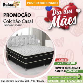 Dia das M&atilde;es tem colch&atilde;o massagem de 3.990 por 1.590 em 12X