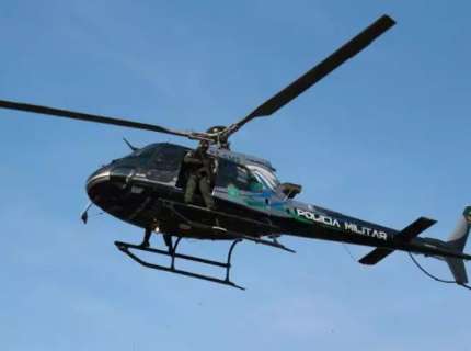 Helicóptero da polícia de MS ajuda nas buscas de militar desaparecido