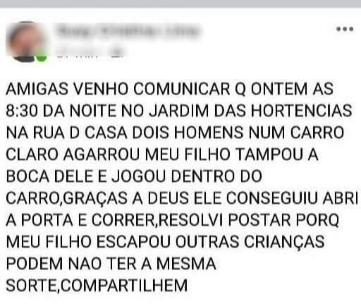 Crian&ccedil;a escapa de ve&iacute;culo ap&oacute;s ser pega por dois homens no interior 