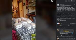 Imagem das marmitas que uma integrante fez para delivery rendeu comentários. (Foto: Reprodução/Facebook)