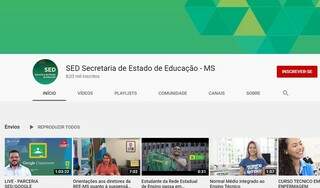 Página da SED no You Tube disponibilizará as aulas reproduzidas na TV. (Foto: Reprodução)