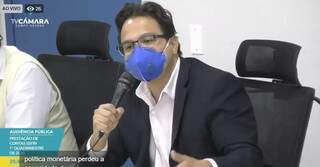 Secretário municipal de Finanças, Pedro Pedrossian Neto, durante audiência (Foto: Reprodução)