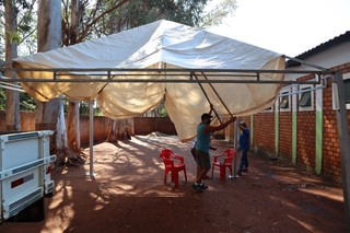 Estrutura montada no hospital Porta da Esperança, de atendimento a indígenas de Dourados (Foto: Divulgação/PMD)
