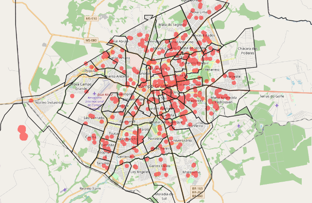 Mapa mostra cinco bairros de Campo Grande &ldquo;livres&rdquo; do novo coronav&iacute;rus 