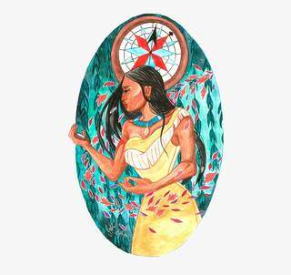 Desenho da artista Giselle Zaramella Freire, inspirada na personagem Pocahontas que pode virar uma estampa. (Foto: Giselle Zaramella Freire)