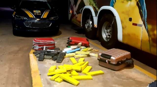 Quatro passageiros s&atilde;o flagrados transportando maconha em &ocirc;nibus de viagem