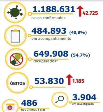 Com mais 1,1 mil mortes, chega a 53 mil o n&uacute;mero de v&iacute;timas da covid no Pa&iacute;s