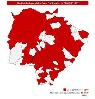 Em um m&ecirc;s 17 cidades entraram para o mapa da Covid-19 em MS 