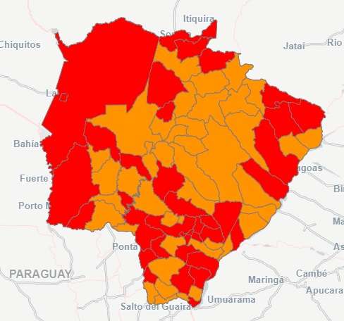 MS tem 37 munic&iacute;pios com alto risco para o novo coronav&iacute;rus