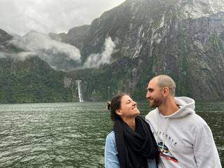 Mellina e Leandro, casal que passou junto a virada na Nova Zelândia, hoje está separado por conta da pandemia. (Foto: Arquivo Pessoal)