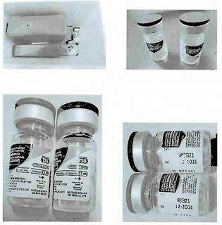 No processo, fotos dos frascos de doses de vacina contra H1N1 vendidos ilegalmente em farmácias (Foto/Reprodução)