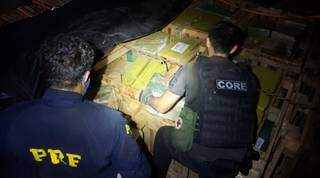 Droga saíde de Mato Grosso do Sul, mas foi apreendida em operação da PRF e Polícia Civil. (Foto: PRF)