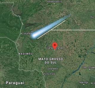 Mapa mostra passagem do meteoro (Foto/Divulgação: Exposs)