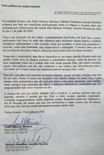 Em nota de esclarecimento, pais de jovem morta em acidente pedem soltura de motorista.