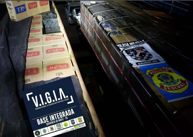Pol&iacute;cia apreende caminh&otilde;es carregados com mil caixas de cigarro contrabandeados 