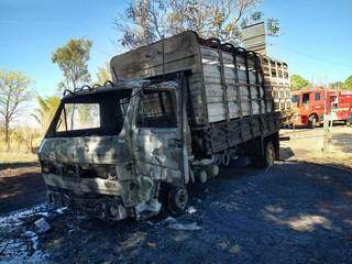Veículo queimado pelas chamas (Foto: Divulgação)