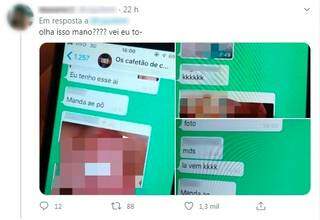 Prints publicados em rede social denunciando atitude de adolescentes que compartilhavam fotos de meninas na internet (Foto: Reprodução/Twitter)