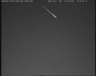 Partícula de meteoro vista ontem à noite, em Campo Grande (Foto/Reprodução: Exoss MS)