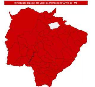 Hoje, Figueirão ainda apareceu como a única cidade sem casos de coronavírus (Foto: Reprodução do boletim)