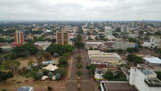 Vista aérea do centro de Dourados (Foto: Eliel Oliveira)