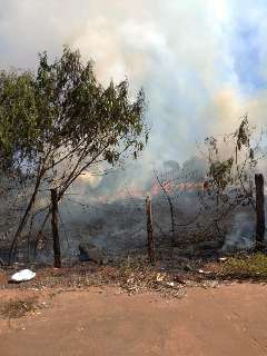 A caminho do trabalho, leitor registra fogo alto na margem do Corrego Balsamo 