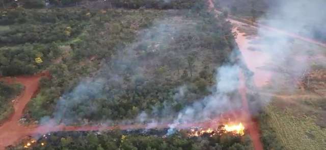 Do alto, cinegrafista registra &aacute;rea devastada por fogo no anel vi&aacute;rio 