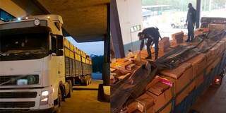 Carreta do caminhão estava lotada com seis toneladas de aliementos, produtos de higiene e até remédios (Foto: Divulgação/Receita)
