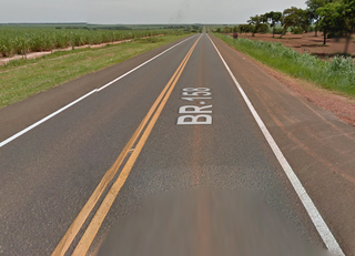 BR-158 em Mato Grosso do Sul, rodovia onde aconteceu o acidente (Foto: Google Street View)