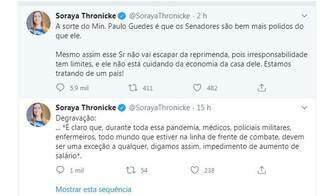 Ap&oacute;s cr&iacute;ticas por votar contra governo, Soraya ataca Paulo Guedes