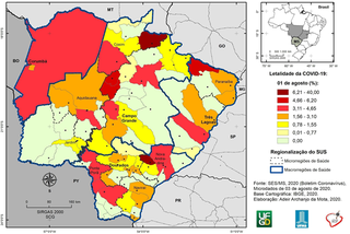 Taxa de letalidade da Covid-19 em Mato Grosso do Sul, em 15 de agosto de 2020