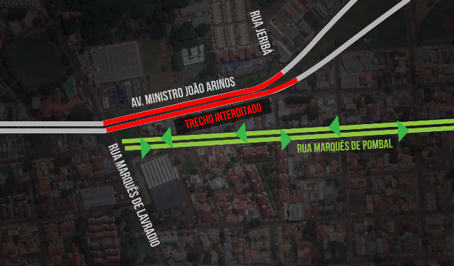Em obras, Agetran alerta para desvio na Avenida Ministro Jo&atilde;o Arinos