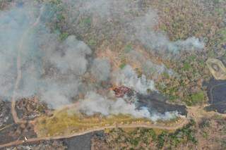 Fumaça em incêndio de queimada no Pantanal. (Foto: Gustavo Figuêroa/SOS Pantanal)