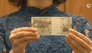 Nota de R$ 200 foi mostrada no início desta tarde, em lançamento ao vivo no canal do Banco Central no YouTube (Foto: Reprodução)