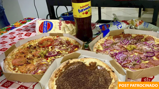 A sua felicidade custa só R$ 59,90 a partir de hoje: com 3 pizzas e 1 refri. (Foto: Passeando em Campo Grande)
