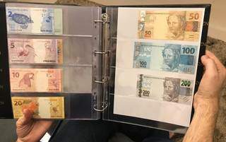 Cédulas do Real da coleção de Alex, junto a nova de R$ 200 (Foto: Arquivo Pessoal)