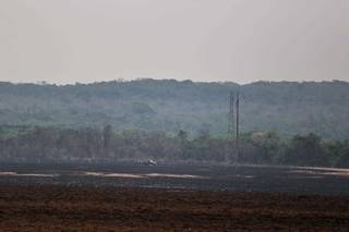 Fazenda às margens da BR-163 teve grande área atingida por queimada (Foto: Marcos Maluf)