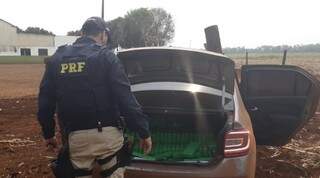 Em persegui&ccedil;&atilde;o, suspeito bate em cerca e abandona carro com 487 quilos de drogas