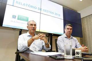 Governador Reinaldo Azambuja e o secretário de Gestão Estratégica, Eduardo Riedel. (Foto: Divulgação)