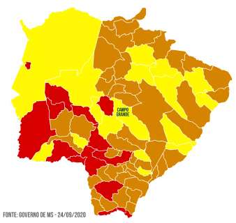 Campo Grande ganha bandeira amarela, mas 15 cidades pioram no mapa da covid
