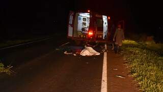 Motociclista morreu no local do acidente. (Foto: Robertinho/Maracaju Speed)