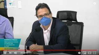 Secretário Pedro Pedrossian Neto, durante audiência na Câmara Municipal (Reprodução - Youtube)