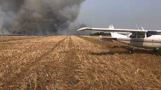 Incêndio em palha seca de soja teria sido provocado pelo piloto (Foto: Divulgação)