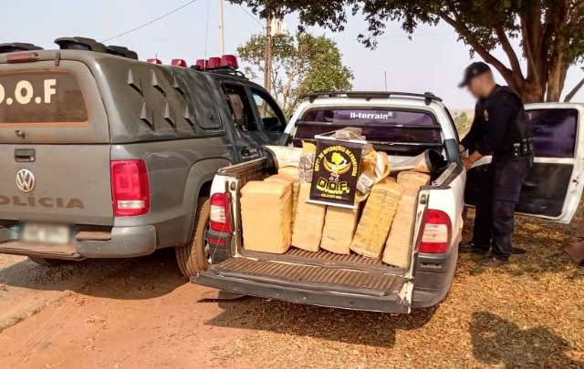 Picape estraga e &eacute; abandonada com mais de meia tonelada de maconha na MS-295