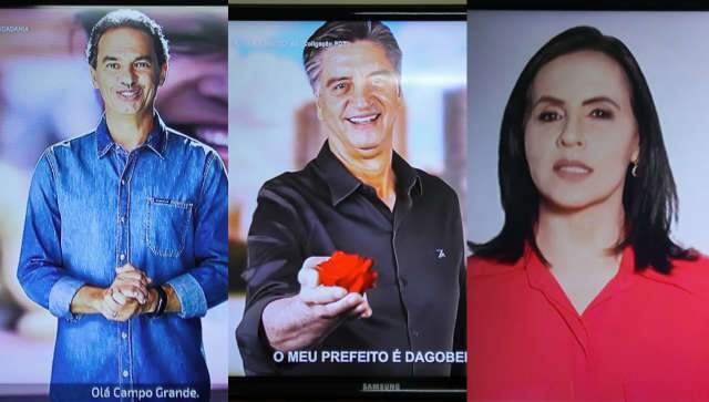 No 1&deg; programa da TV, candidatos citam &quot;bandeiras&quot; e apostam em bord&otilde;es